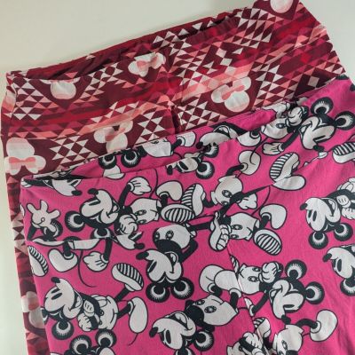 Lot Of 2 LuLaRoe Disney Woman’s Sz TC Mickey Minnie Mouse Soft Stretch Leggings